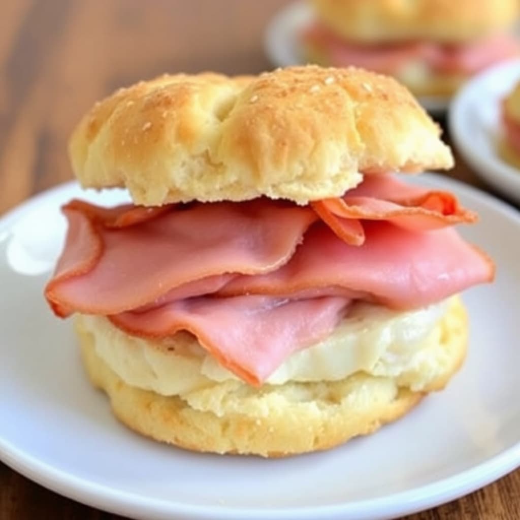 Røkt skinke-biscuit-sandwich