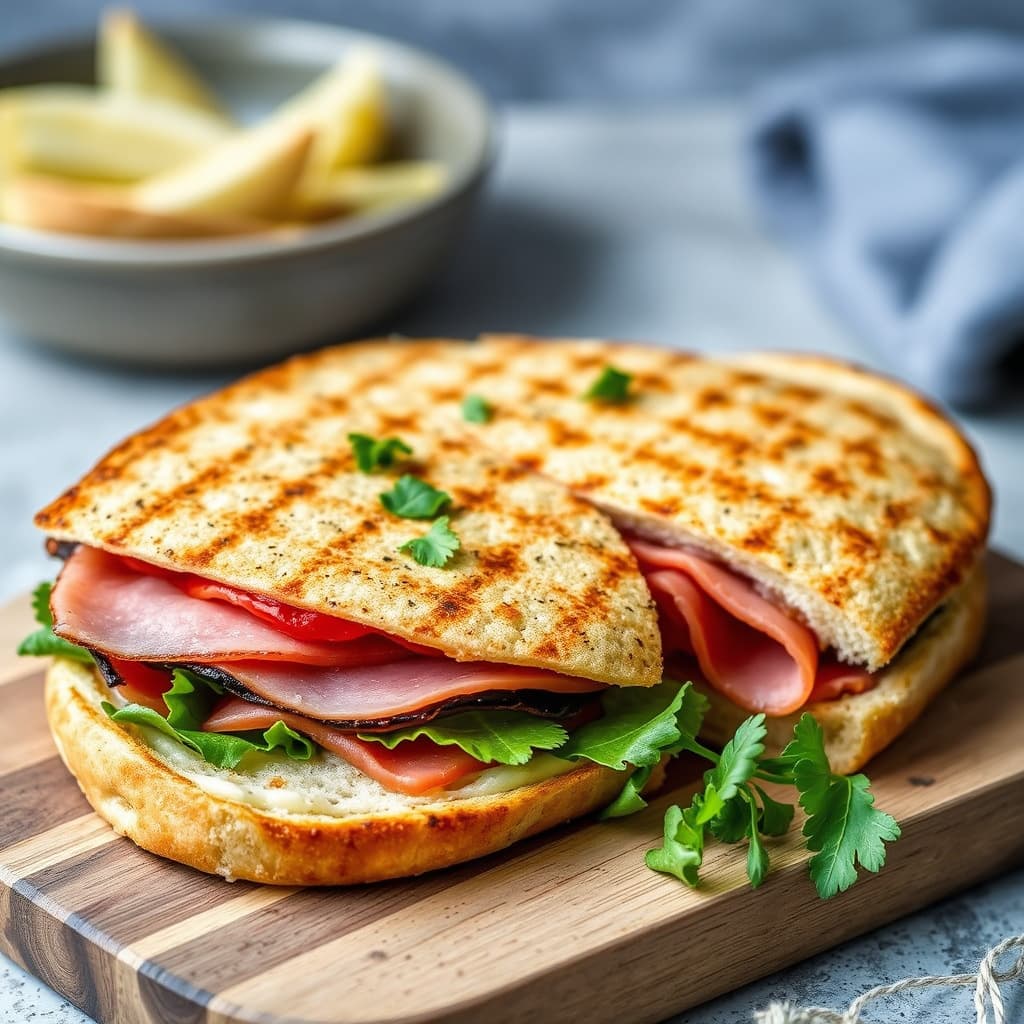 Røkt skinke og Teleme-panini