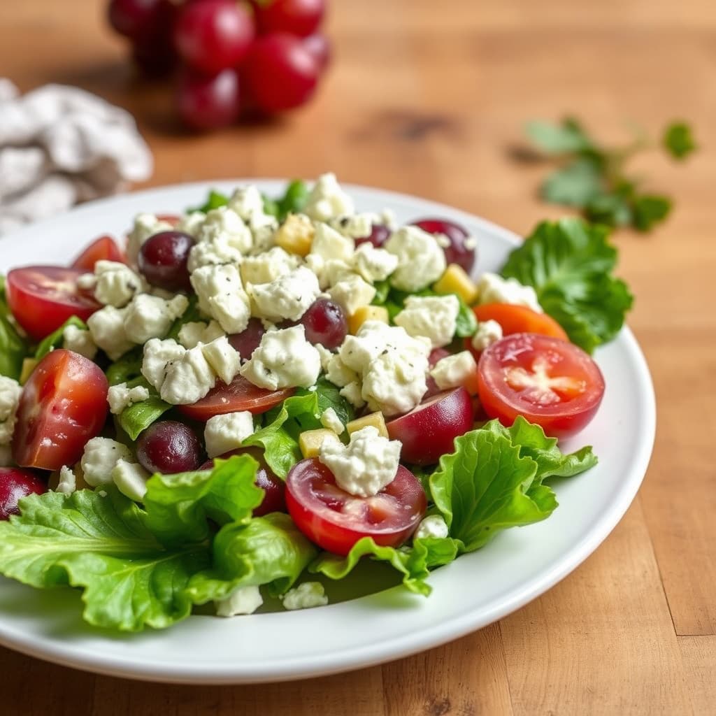 Romaine, feta og druesalat