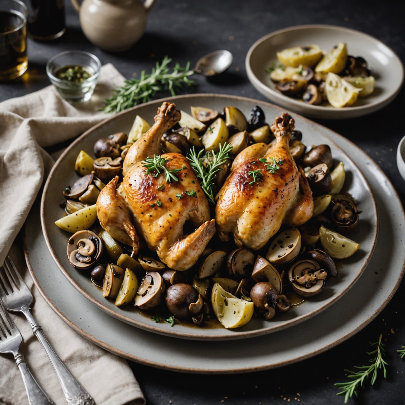 Romantisk kylling med artisjokker og sopp