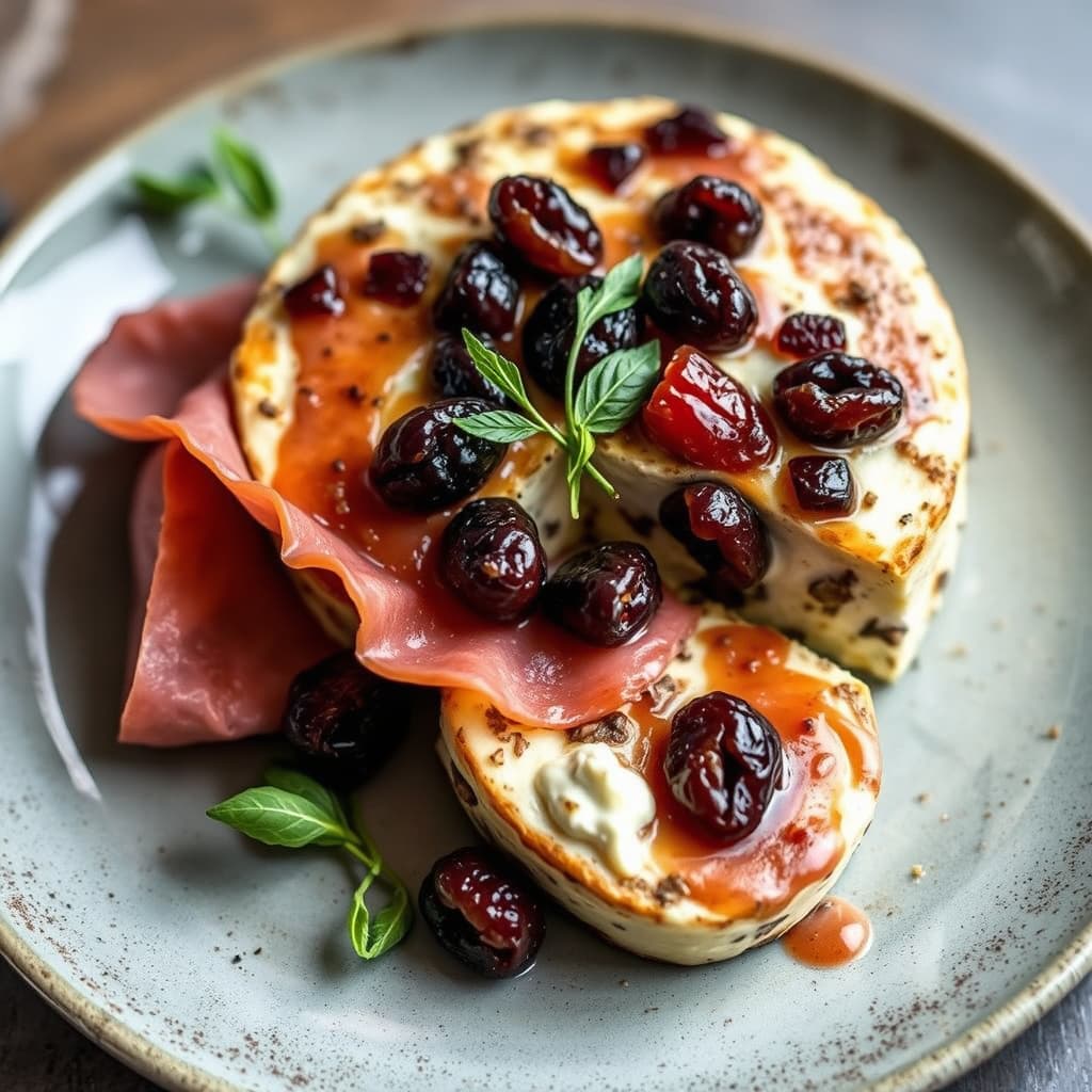 Roquefort, plomme-terrin med Parma-skinke