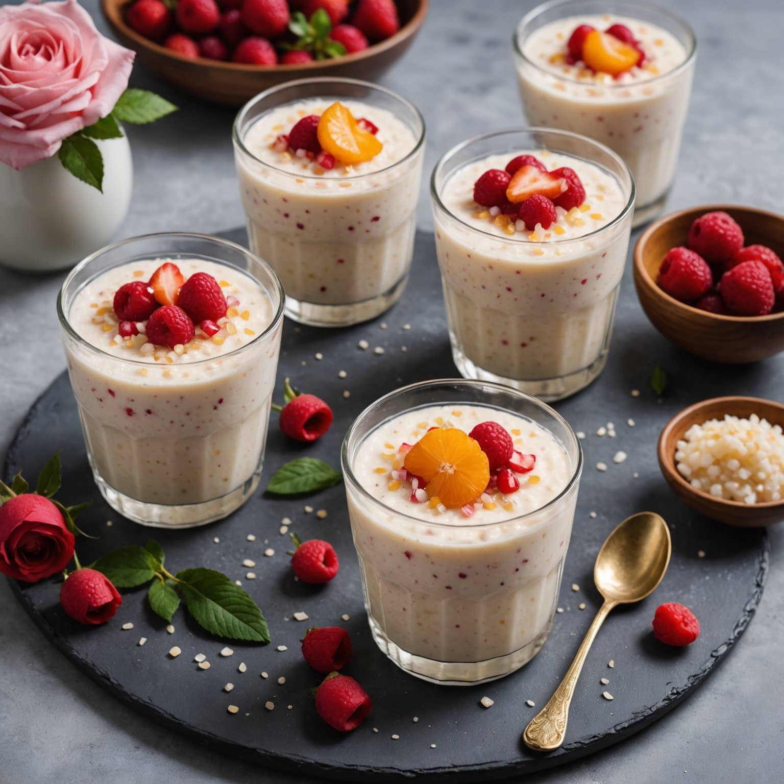 Roseduftende tapiokapudding