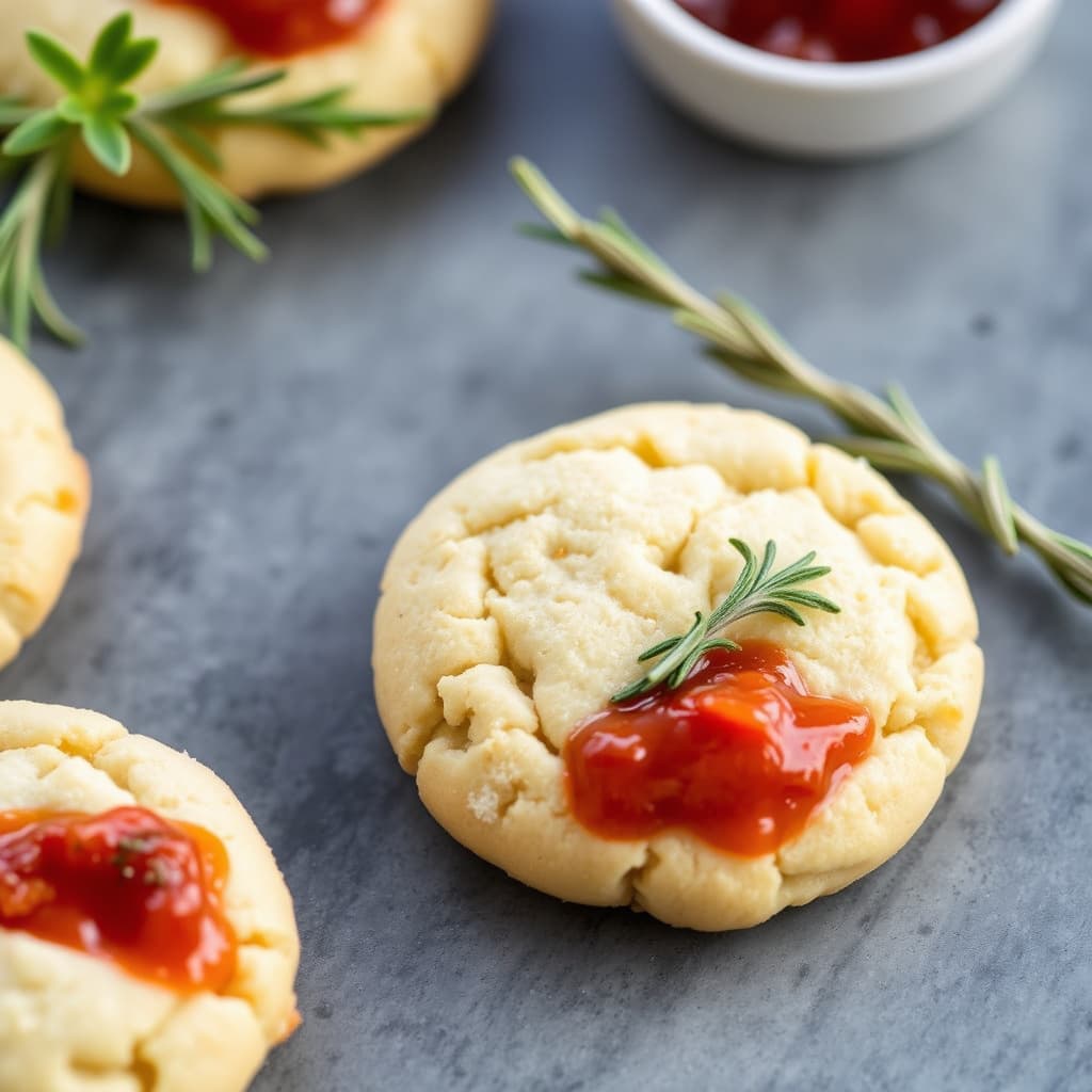 Rosmarin-kjeks med tomatmarmelade