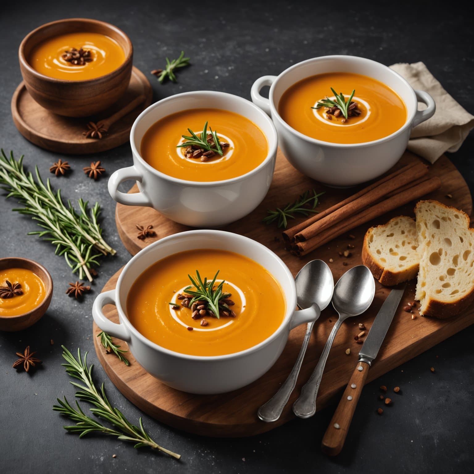 Rosmarin- og kanelbakt butternut squash-suppe