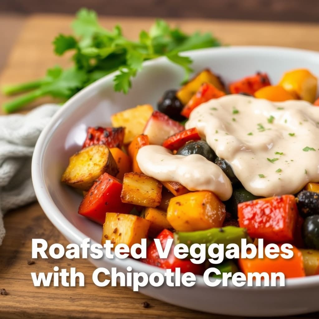 Røstede grønnsaker med chipotle-krem