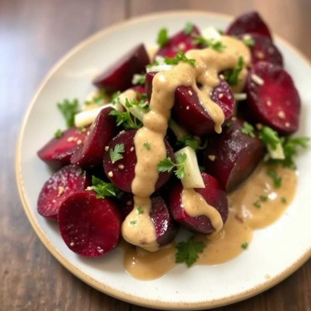 Røstede rødbeter med fennikel og bonito-dressing