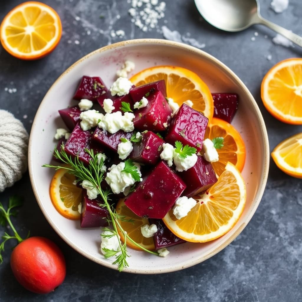 Røstede rødbeter og sitrus med feta