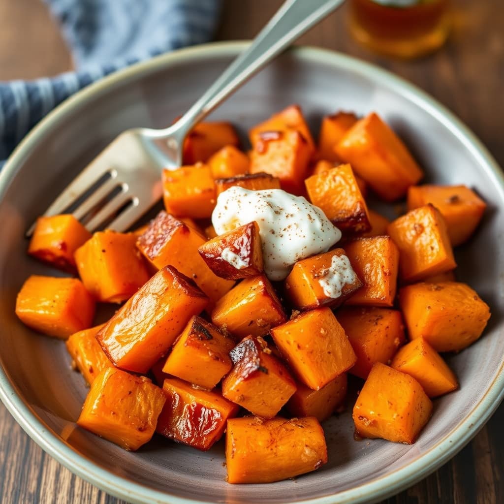 Røstede søtpoteter med honning og kanel