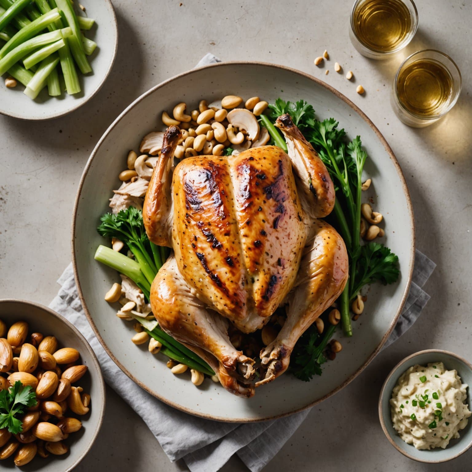 Rostet halv kylling med cashew-tarator og selleri