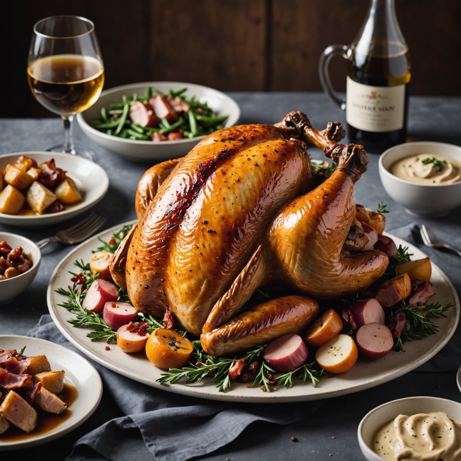 Rostet kalkun med bacon-urter og eplesider-saus