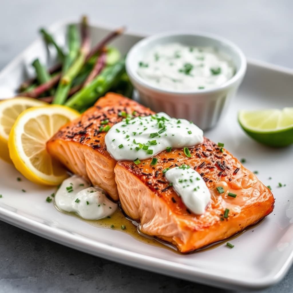 Røstet laks med agurksour cream