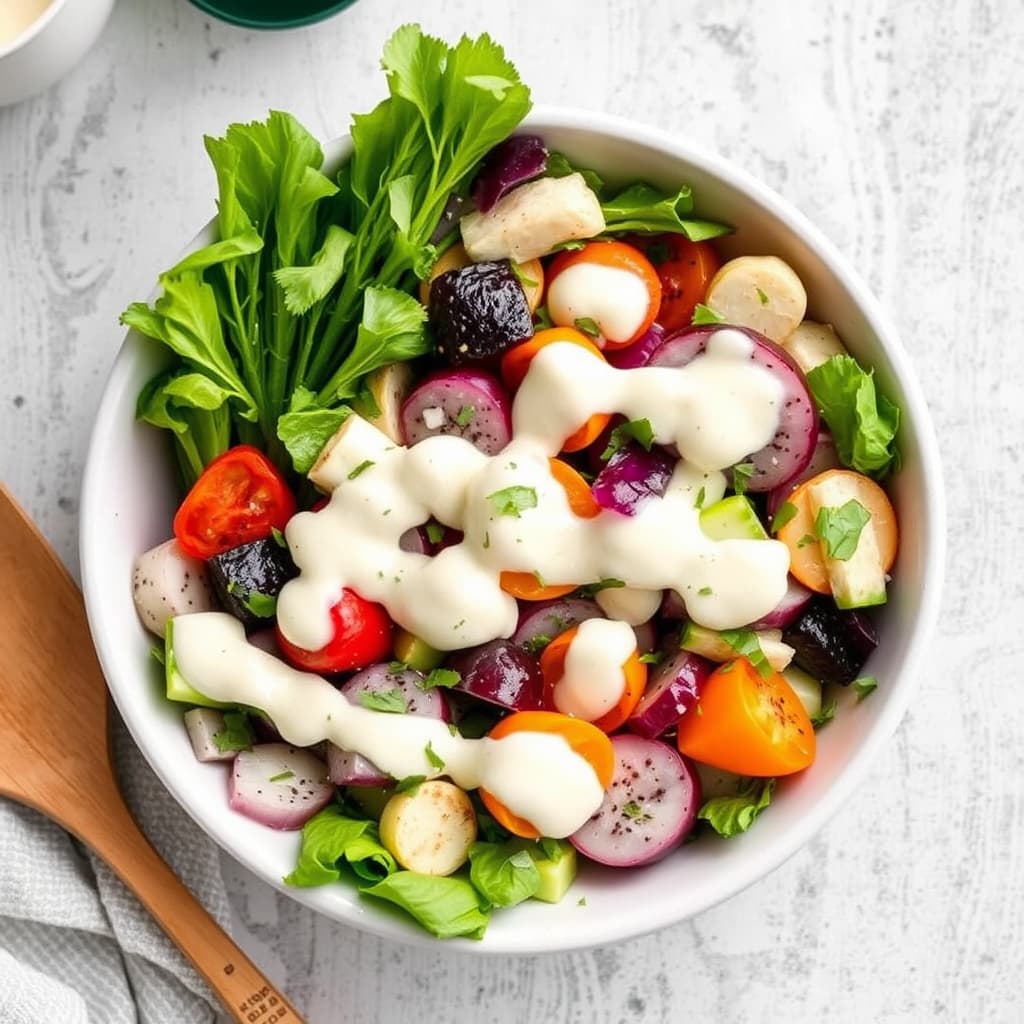 Rotgrønnsakssalat med pepperrot-dressing