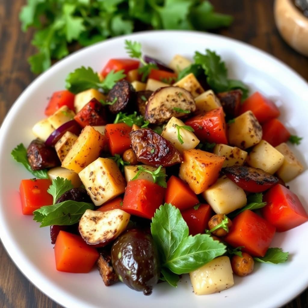 Røykfylt panzanella med markedsgrønnsaker