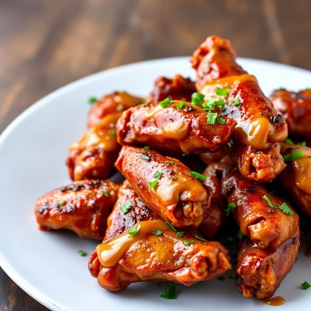 Røykte kyllingvinger med honning- og sennepssaus
