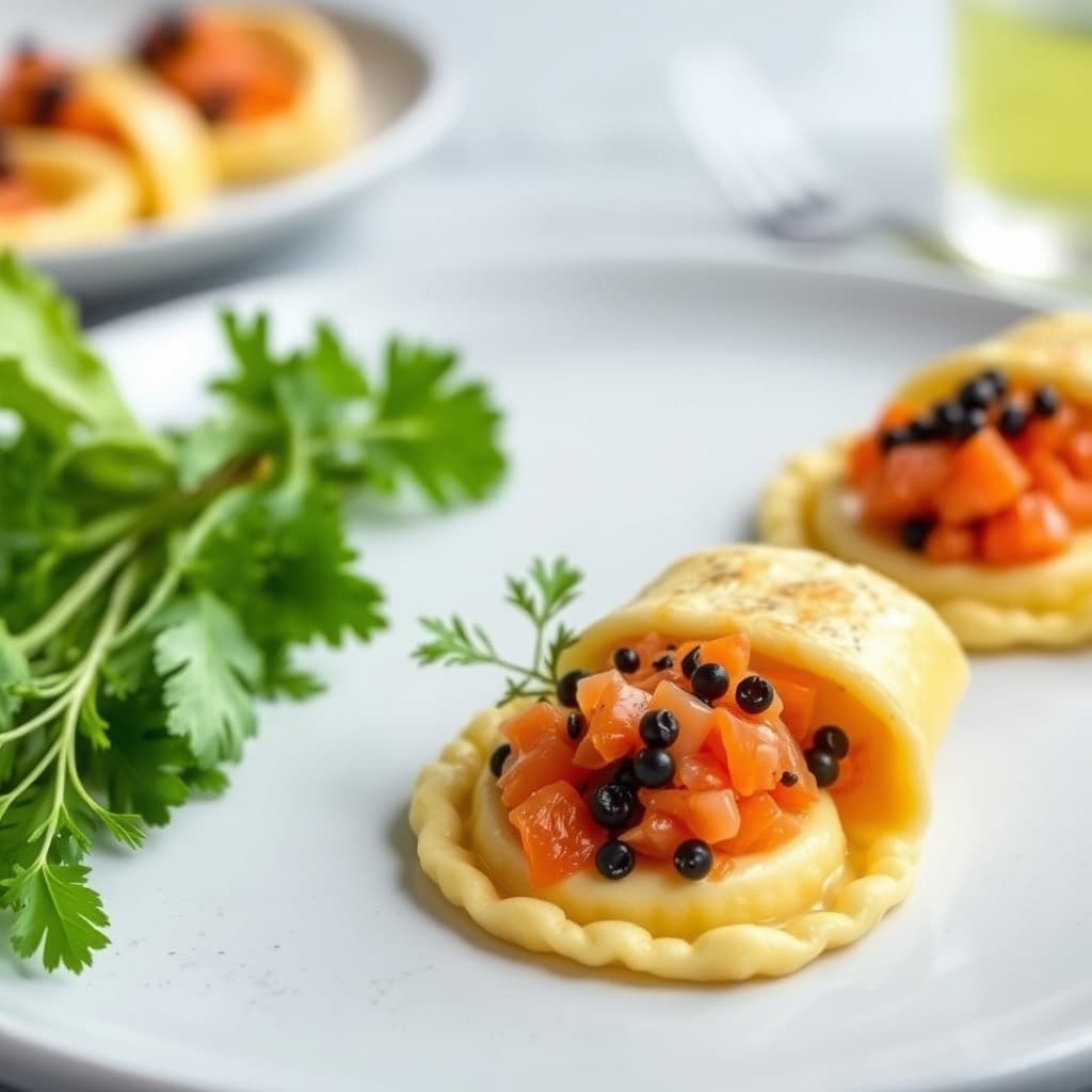 Rulleomelett med laksikaviar