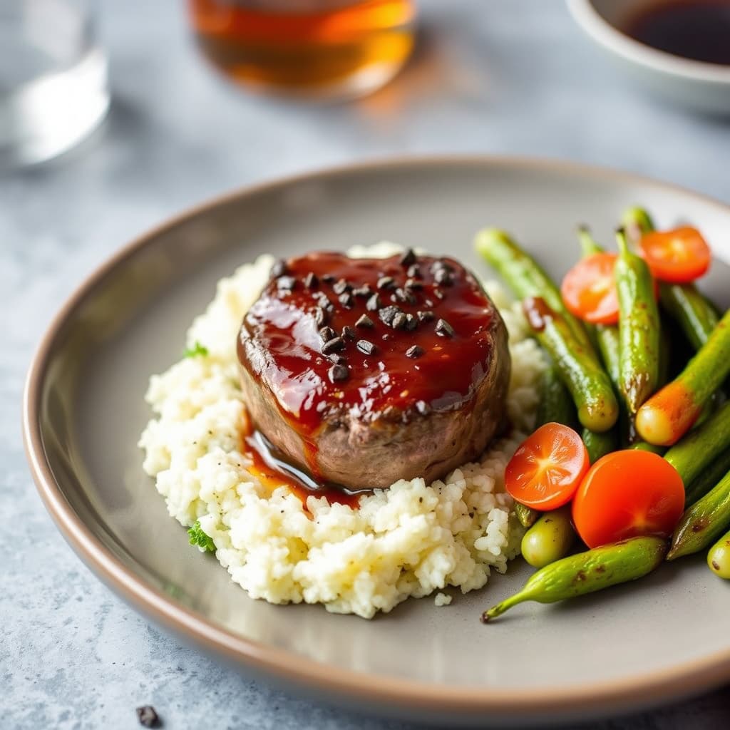 Rum- og svart pepper-glassert filet mignon