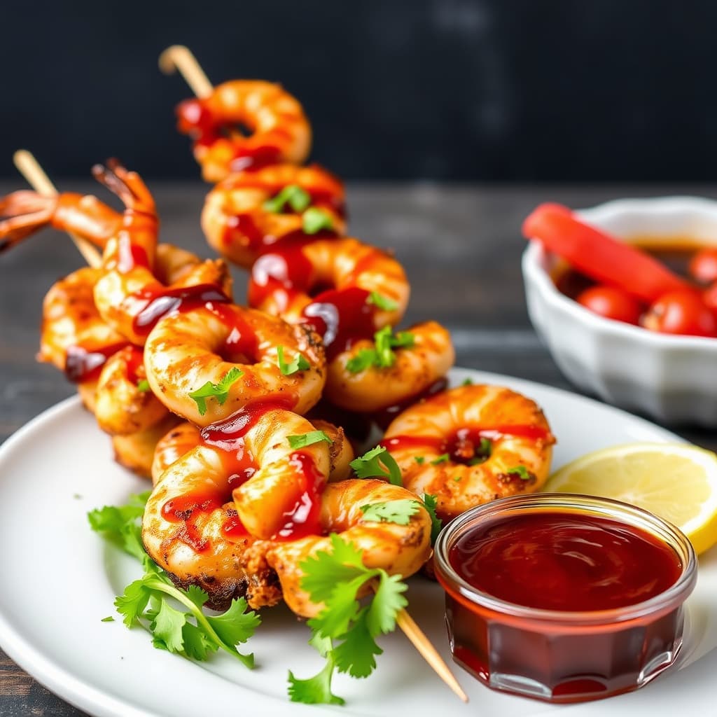 Saftige BBQ-sjømatspyd med en ikke-så-hemmelig BBQ-saus