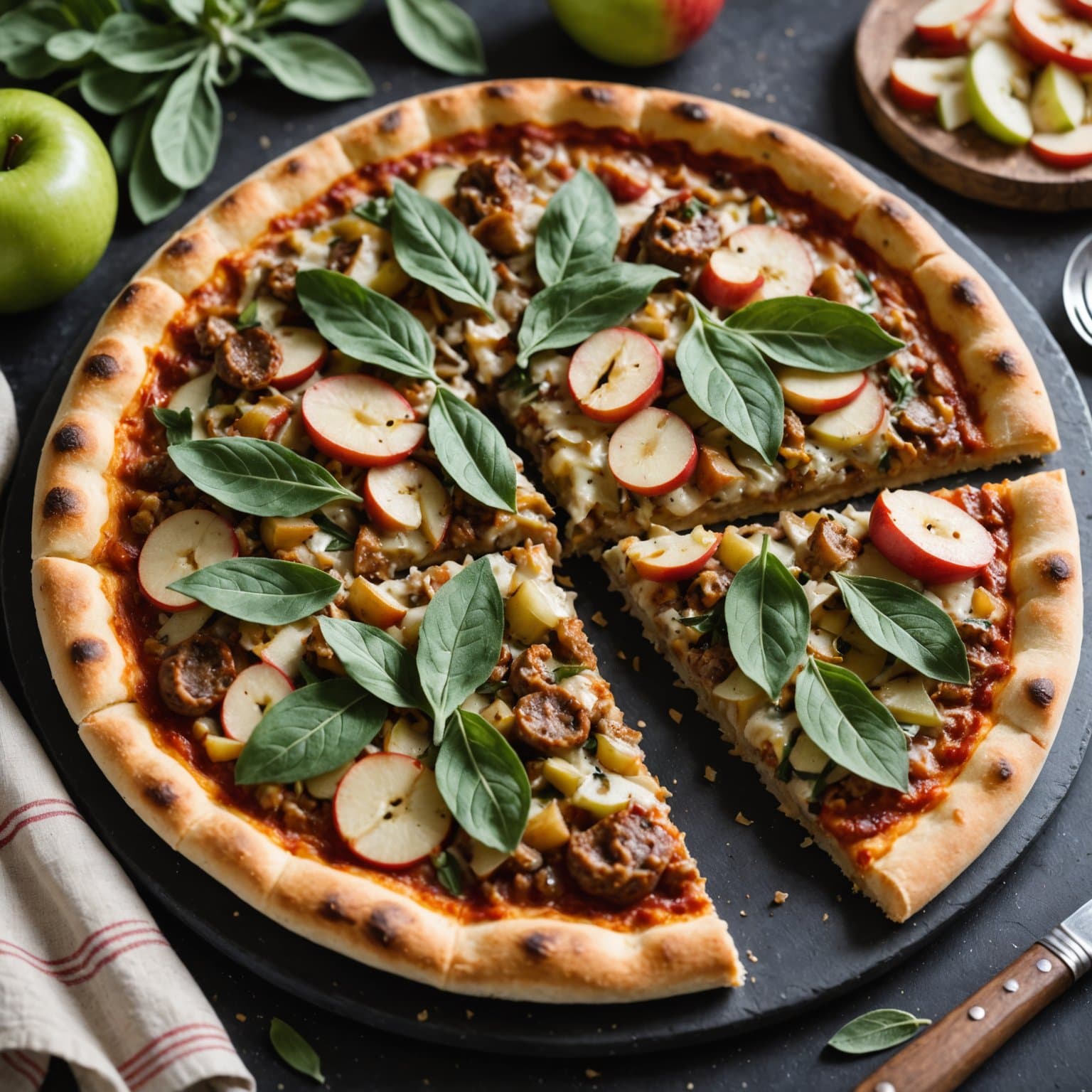 Sage- og eplesausagepizza