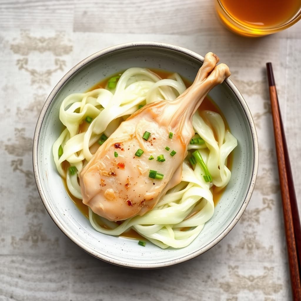 Sake-dampet skatevinge med napa-kål