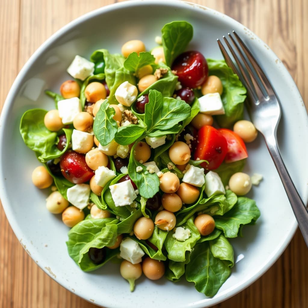 Salat med macadamianøtter og geitost