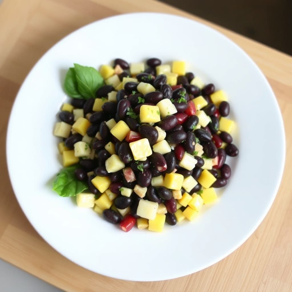 Salat med svarte bønner, palmehjerter og mais