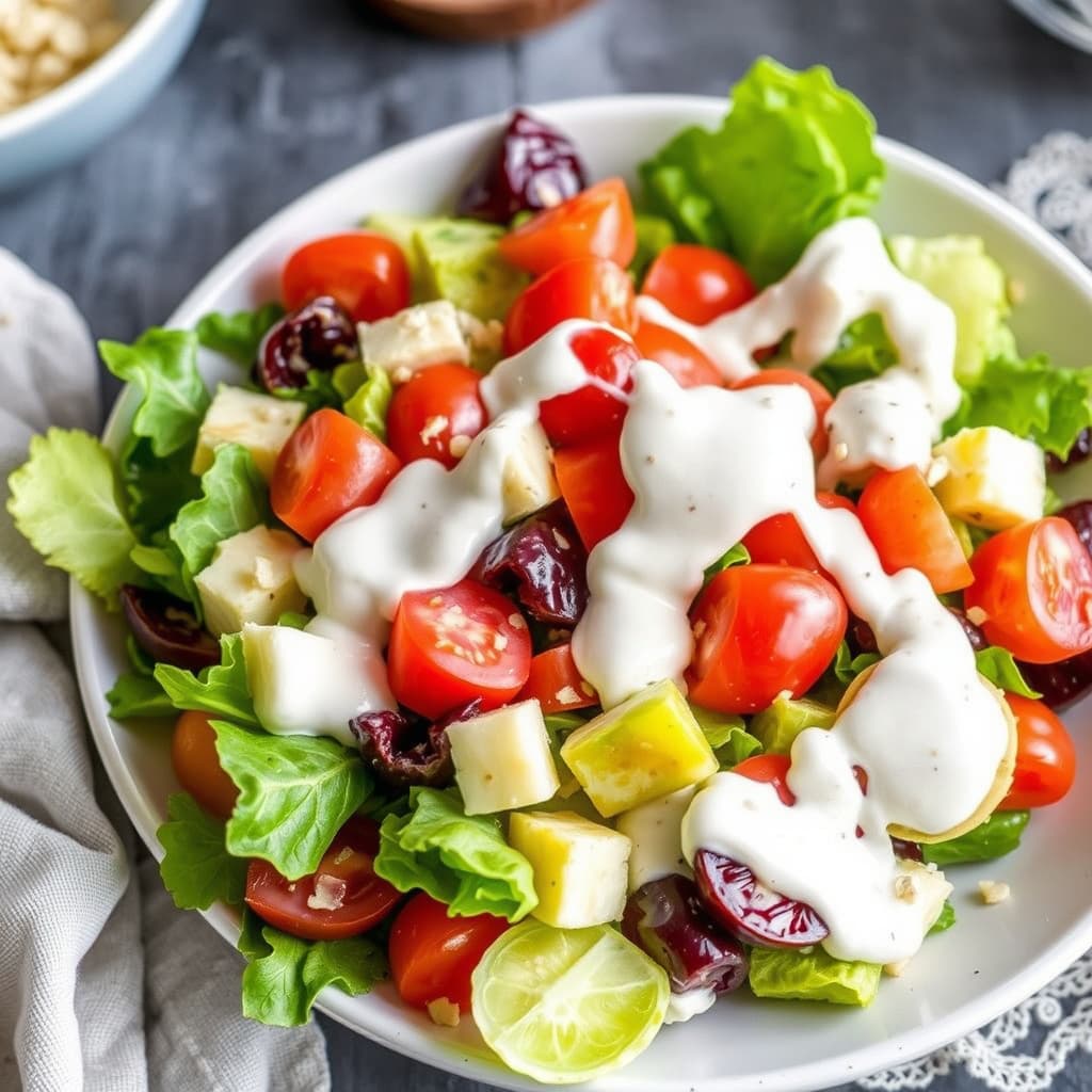 Salatbar Salat med kremet italiensk dressing