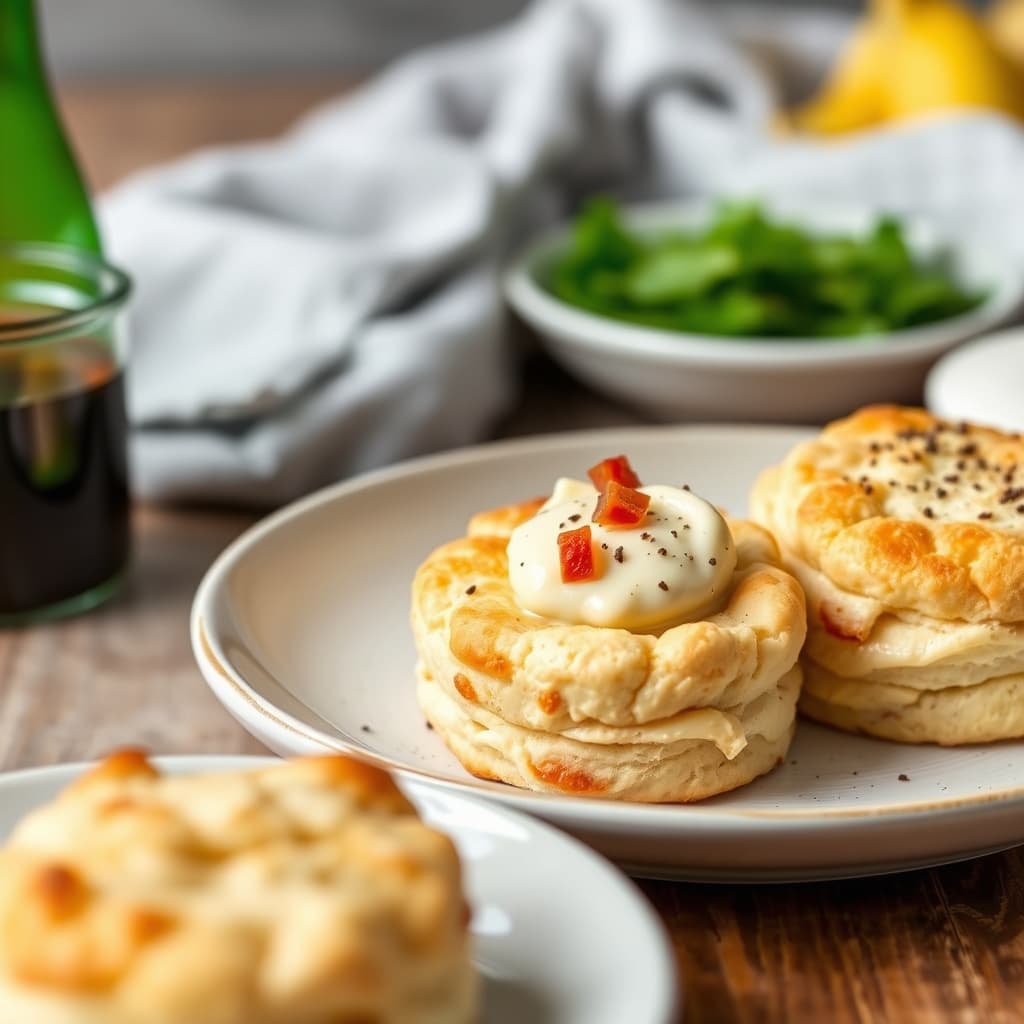 Salt- og pepperkjeks med bacon-smør