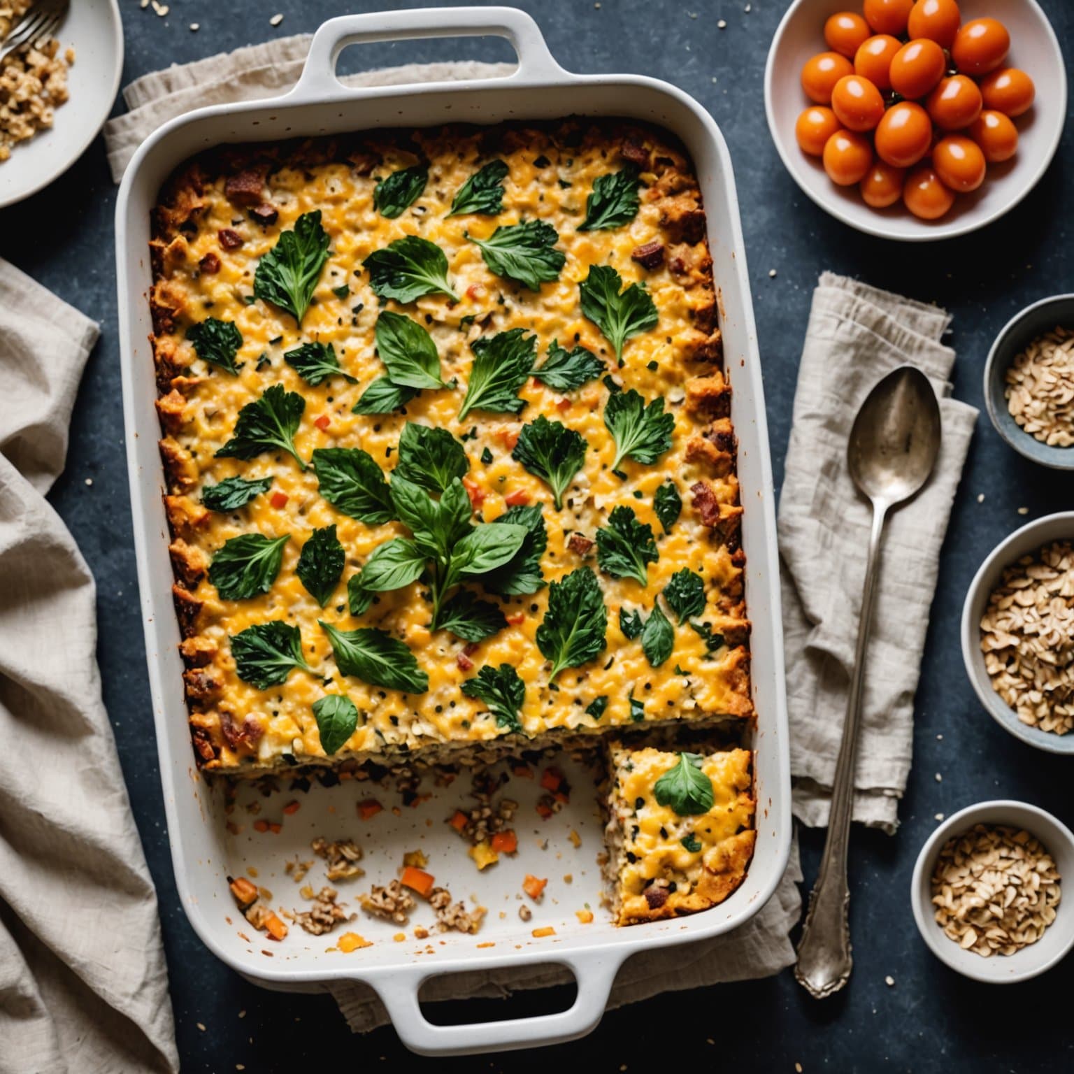 Salt og søt havregrøt-frokostgrateng