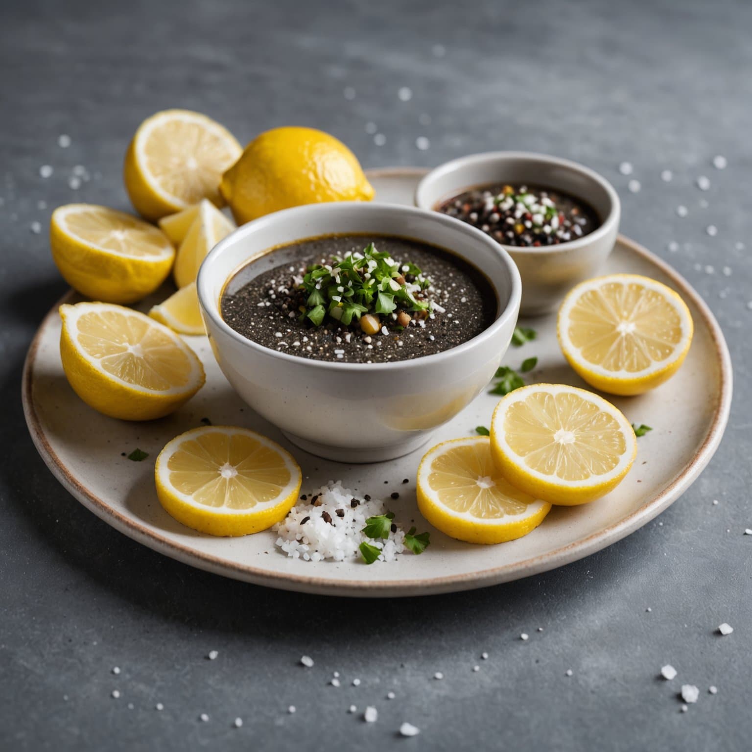 Salt, pepper og sitron-dippsaus