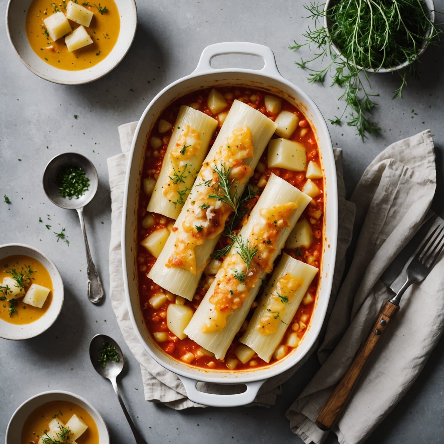 Salt torsk, fennikel og potetcannelloni