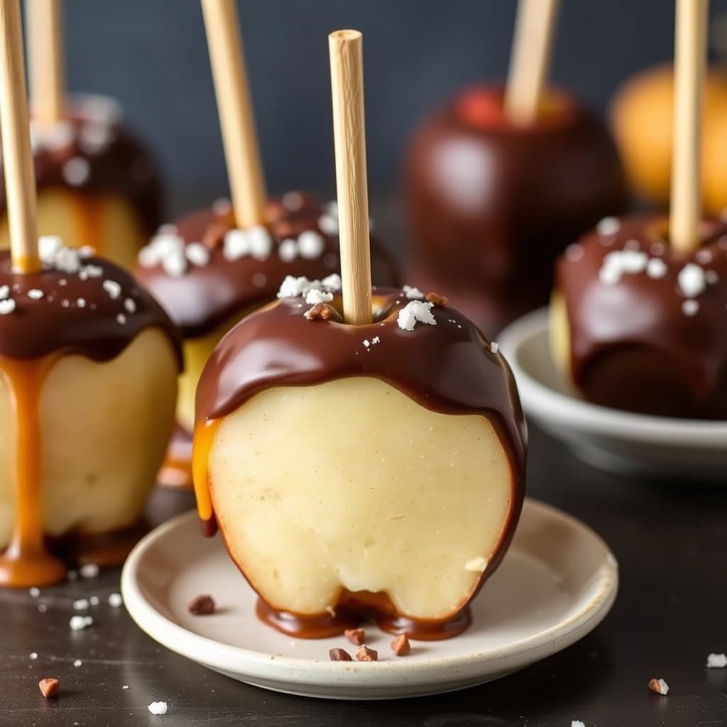 Saltede sjokolade-karamell- epler