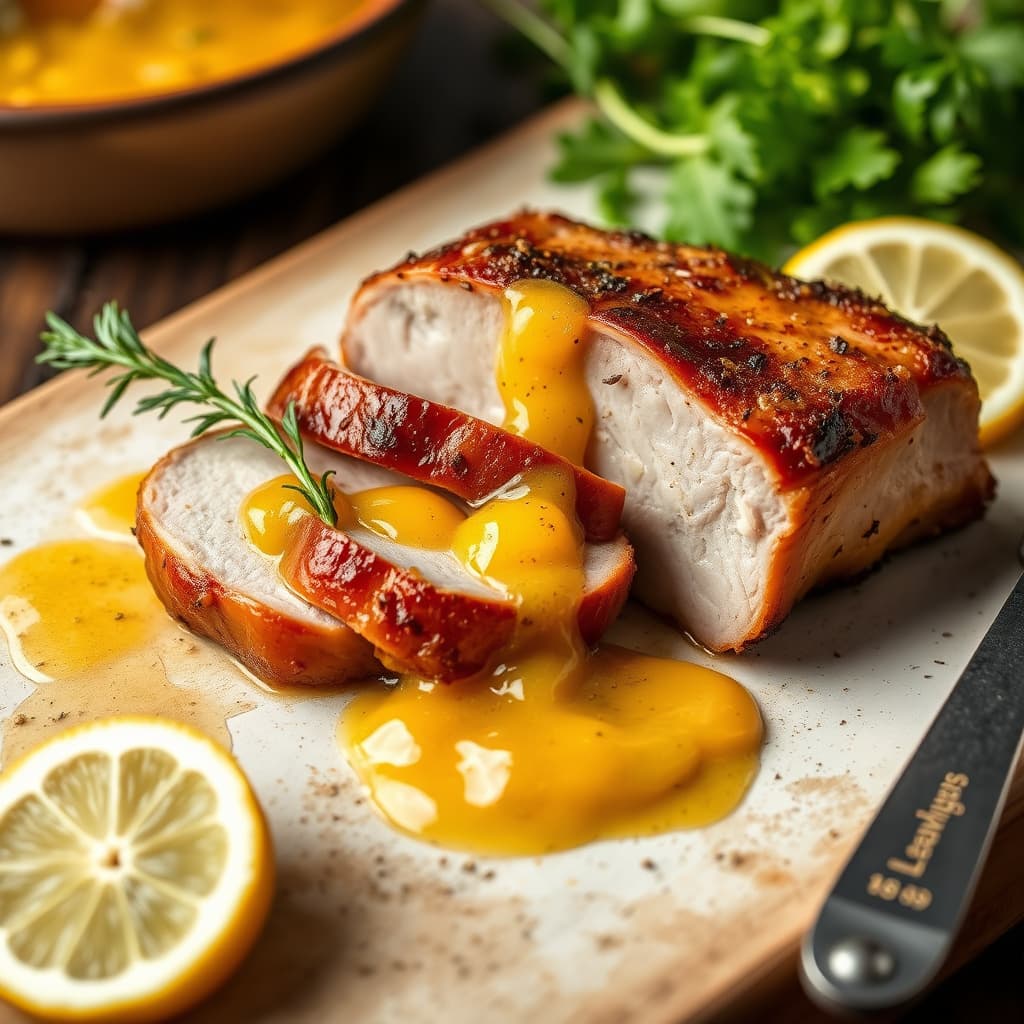 Saltet svinefilet med Meyer-sitronmarmelade