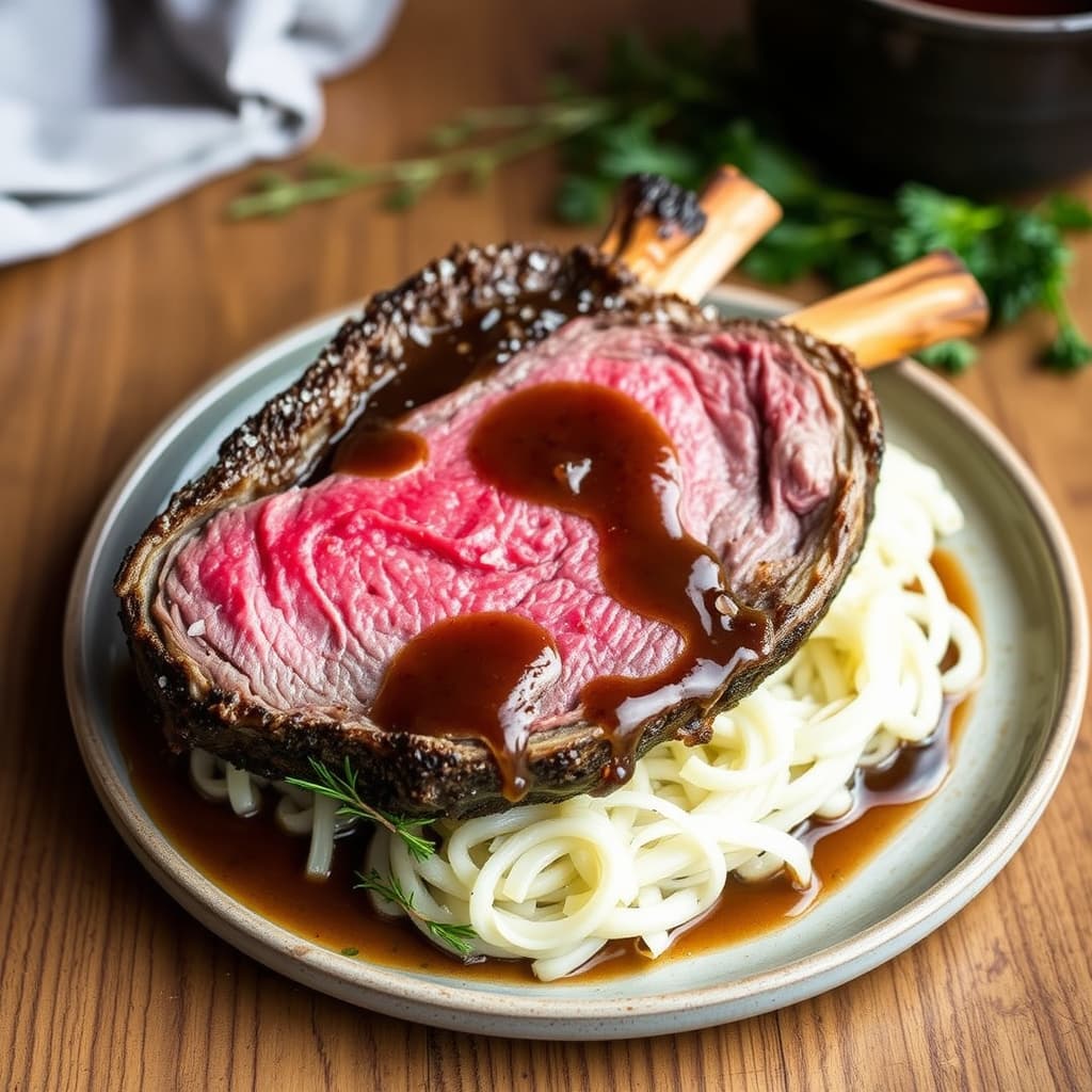 Saltinnbakt prime rib med stjerneanis- og shiitakesaus