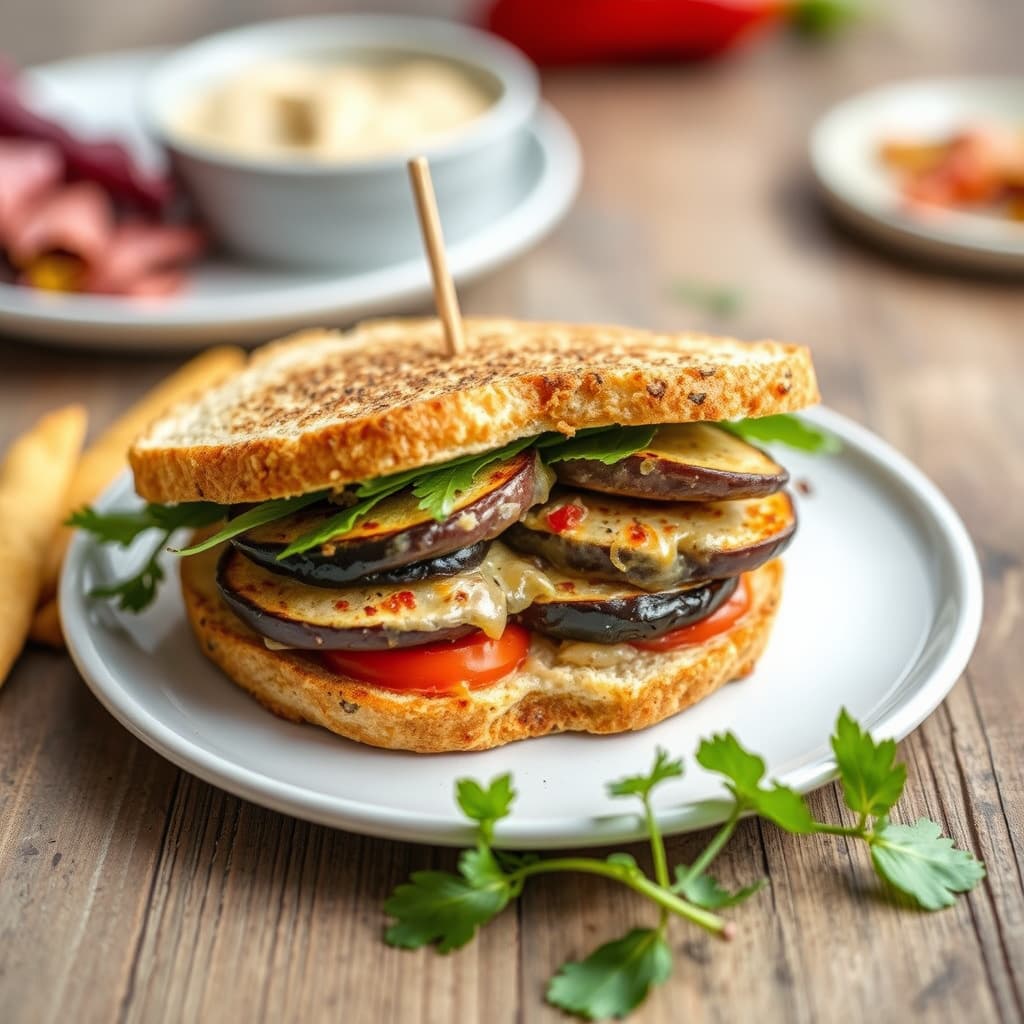 Sandwich Thins – Bakt auberginesandwich
