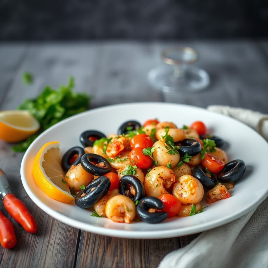 Saute av sjømatblanding