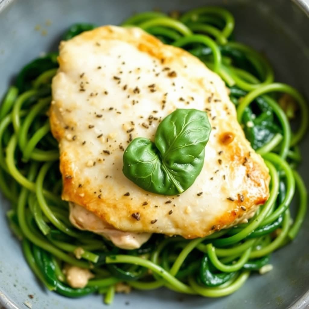 Sautert kyllingbryst med fersk spinatpasta