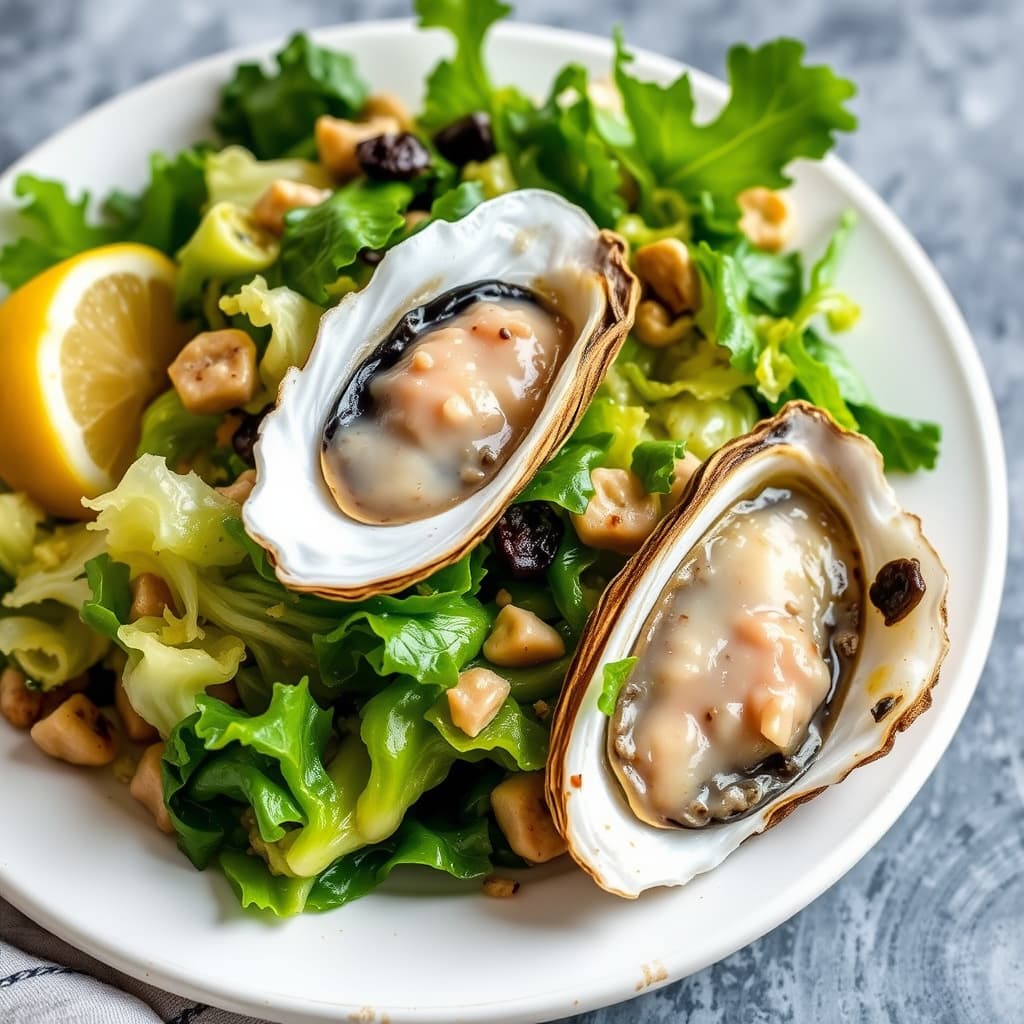 Sautert salat og østers