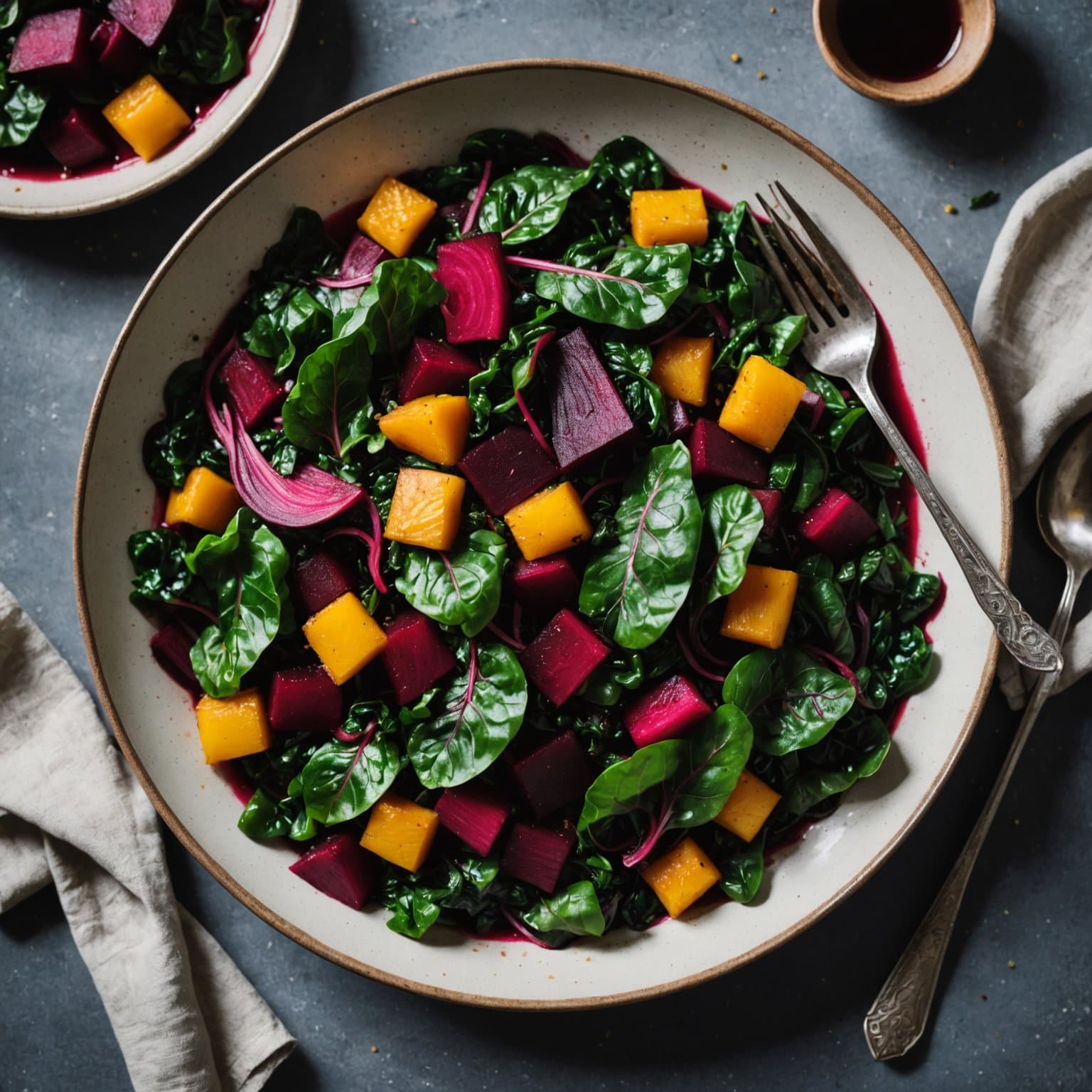 Sautert Swiss chard og rødbeter