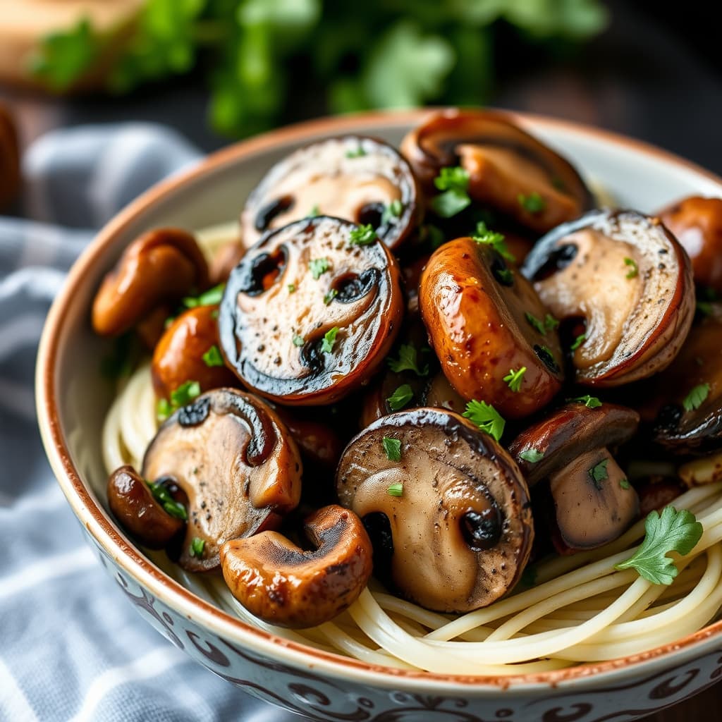 Sauterte portabellaputer og creminisopper