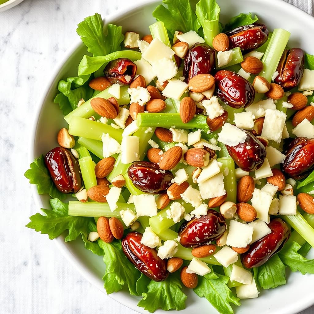 Sellerisalat med dadler, mandler og parmesan