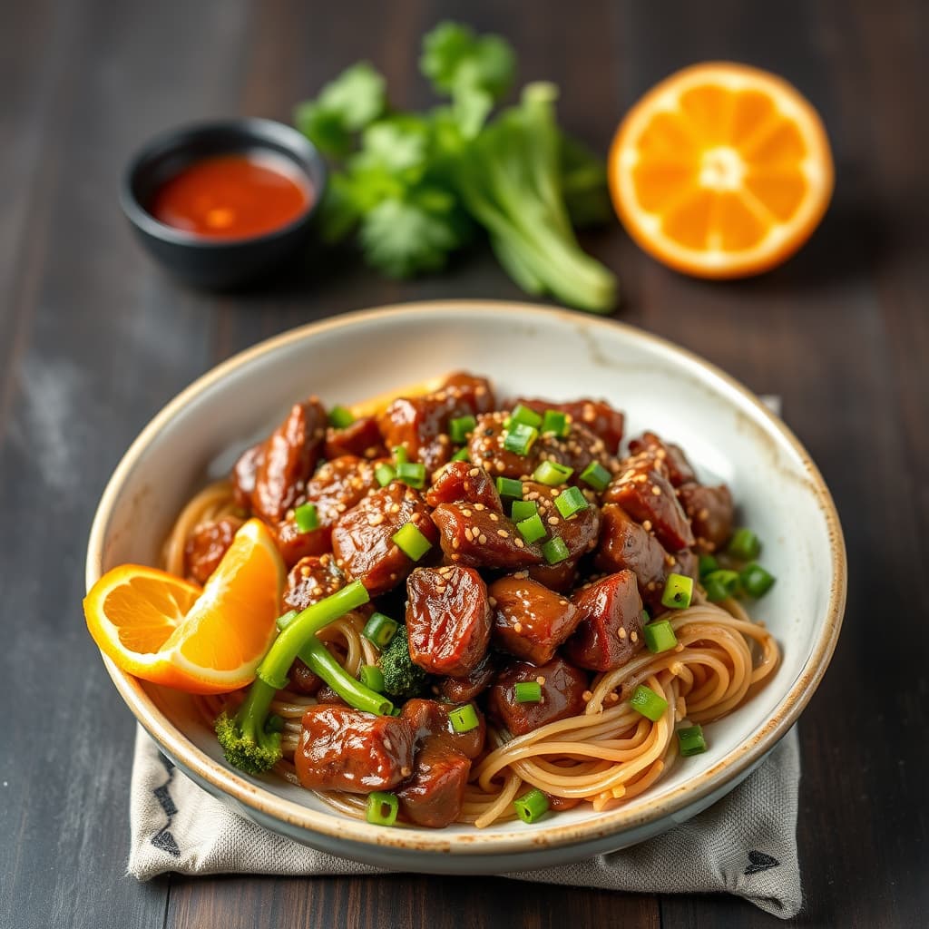 Sesam- og appelsinbiff