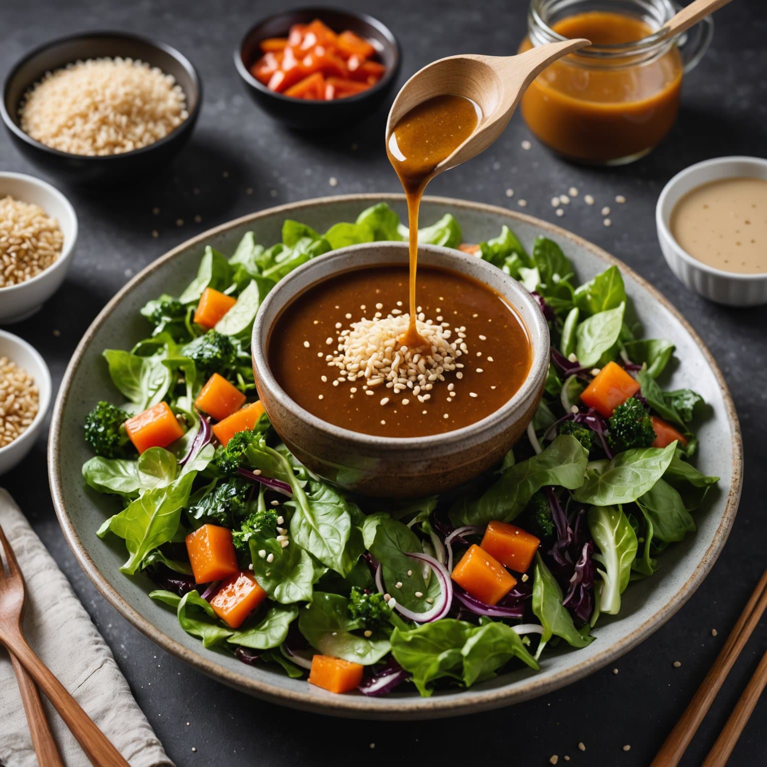 Sesam-søt og sur salatdressing