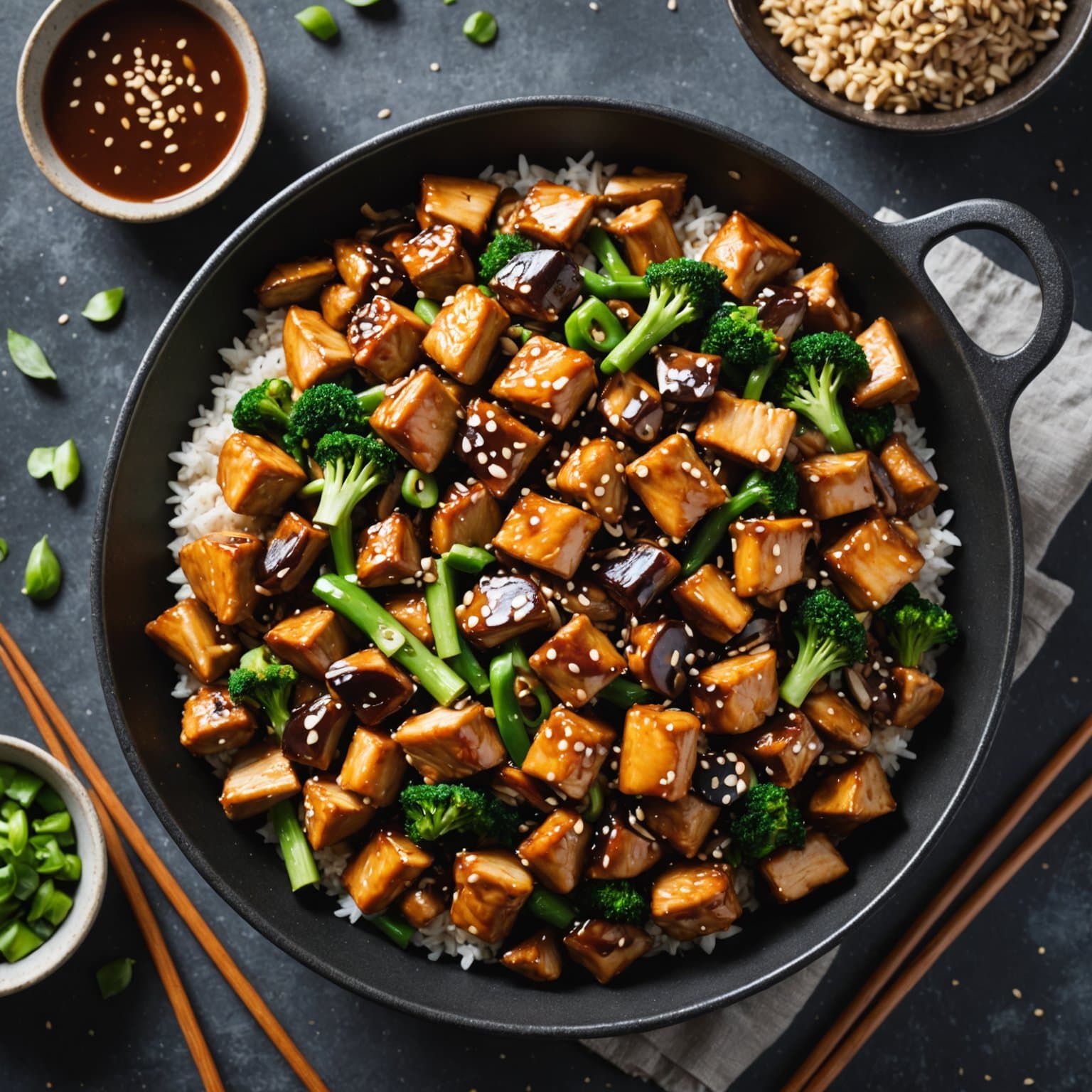 Sesamkylling og shiitakesopp-stir-fry