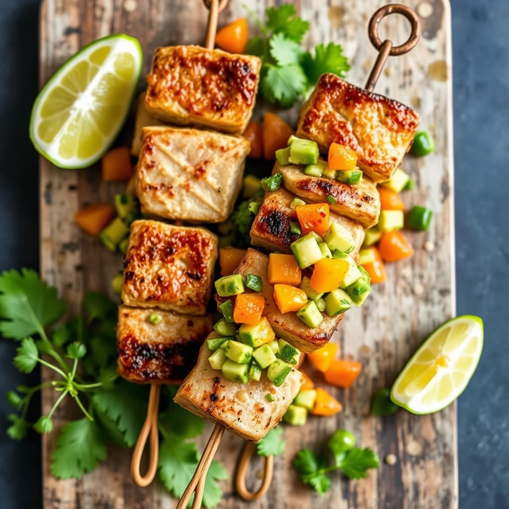 Shark kebab med appelsin- og avokadosalsa