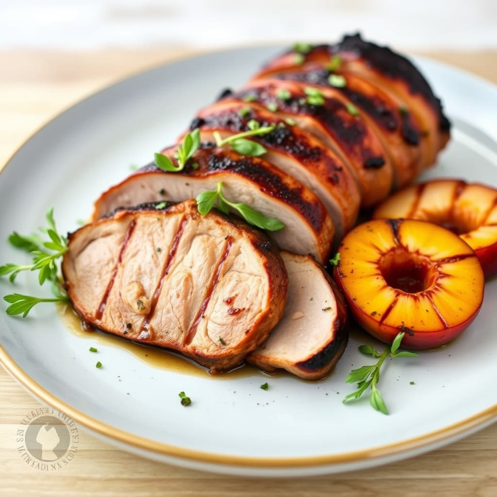 Siciliansk grillet svinefilet med agrodolce-grillede ferskener