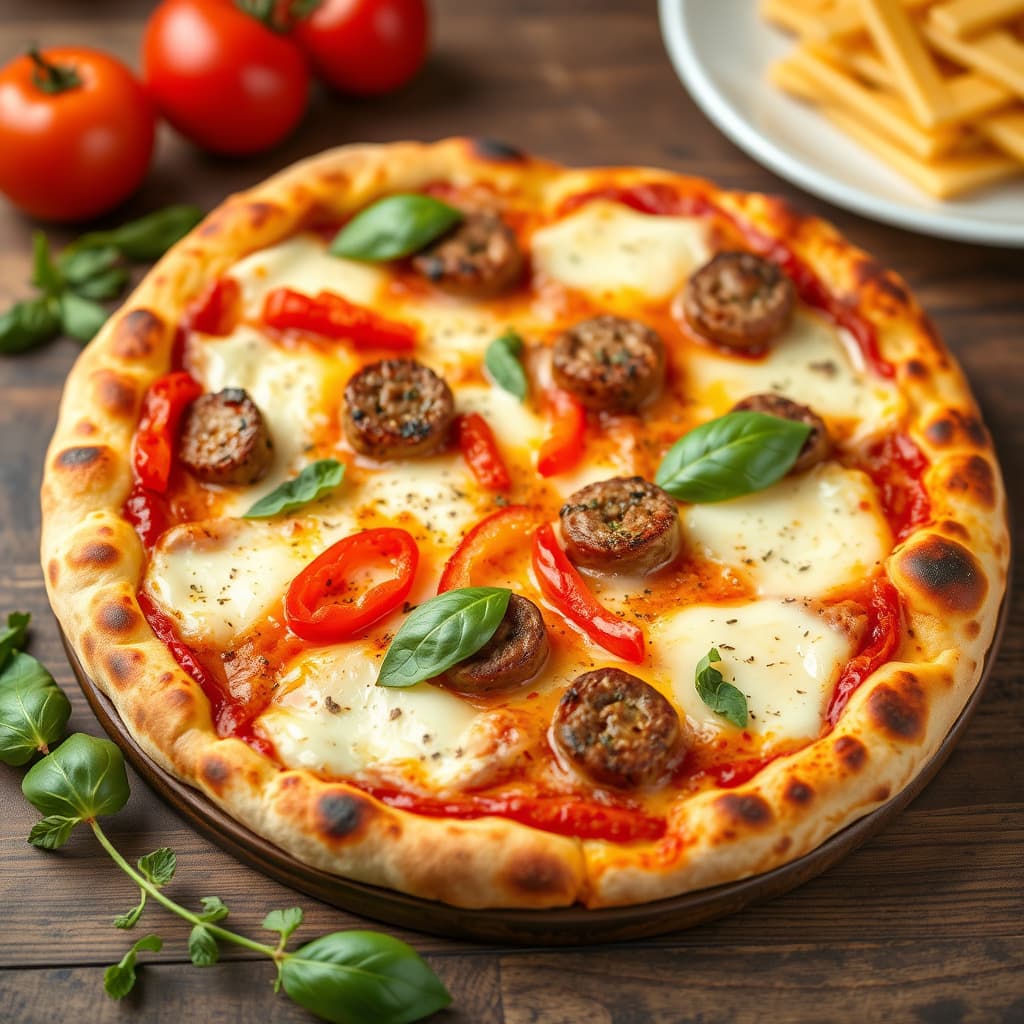 Siciliansk pizza med pølse og paprika