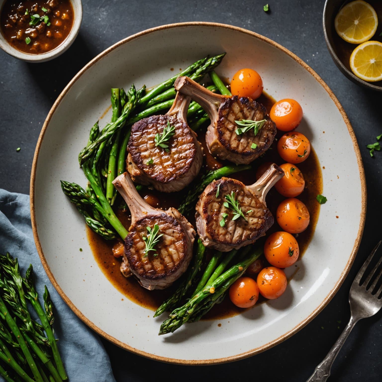 Sikret doble brede lammekoteletter med ryggstykke