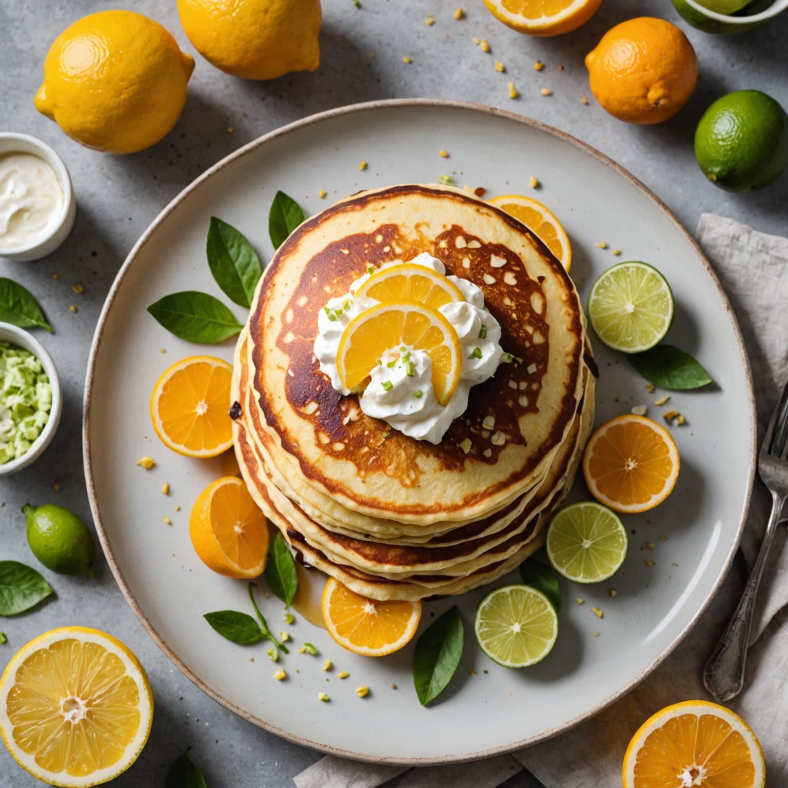 Sitron- (eller lime- eller appelsin-) ricottapannekaker