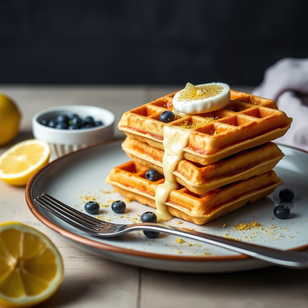 Sitron-gresskarkli og chia belgiske vafler