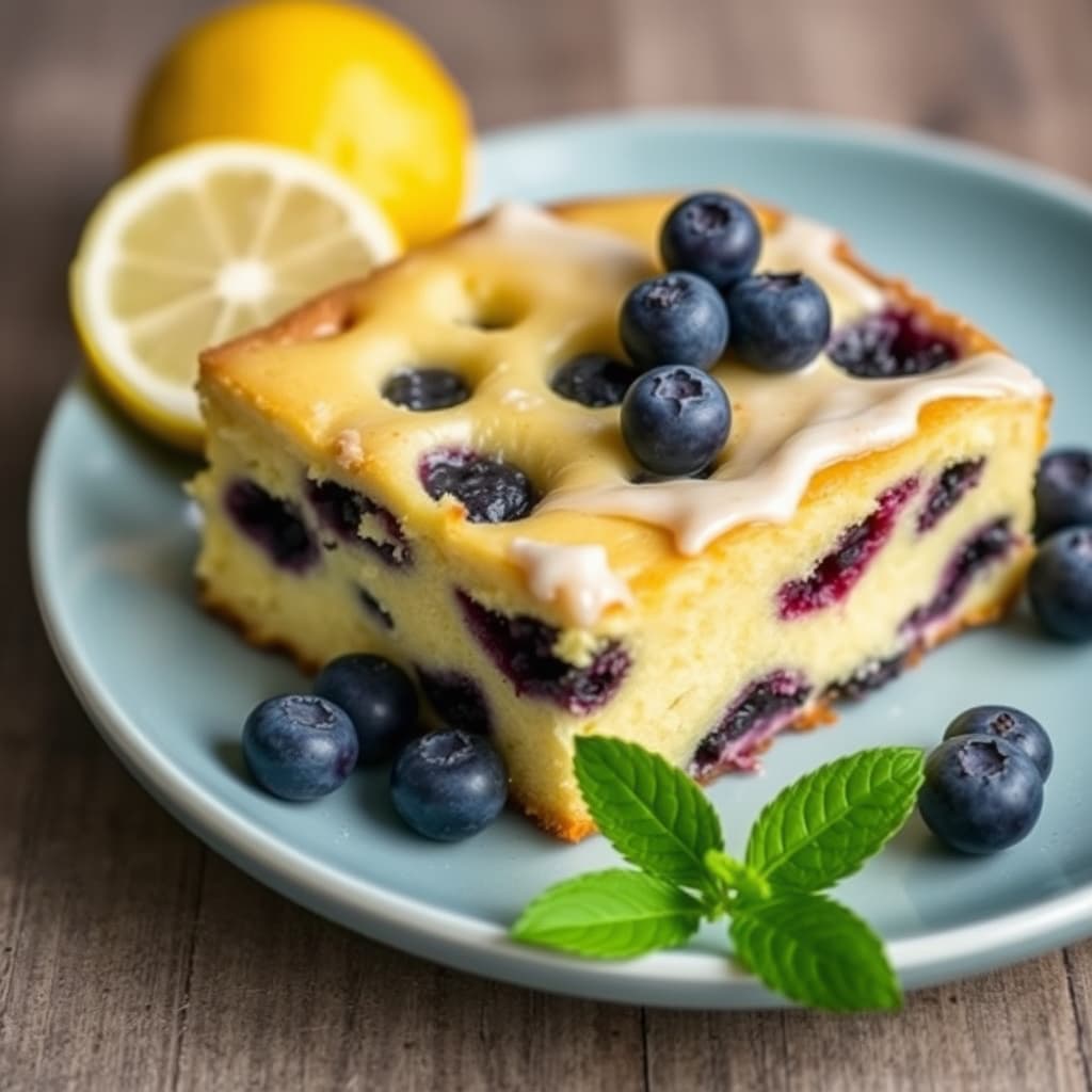 Sitron- og blåbærpokeskake